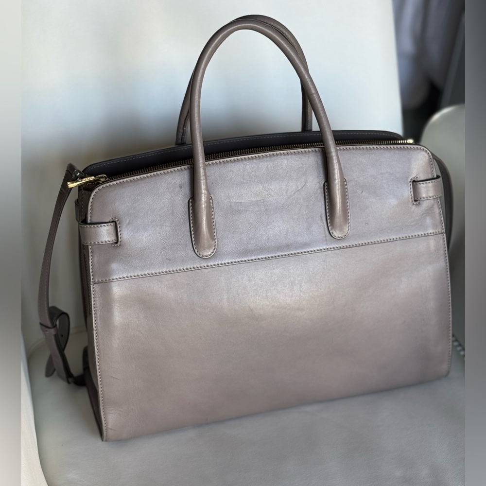 Cuyana Work Tote- Laptop Carryall in grey/taupe